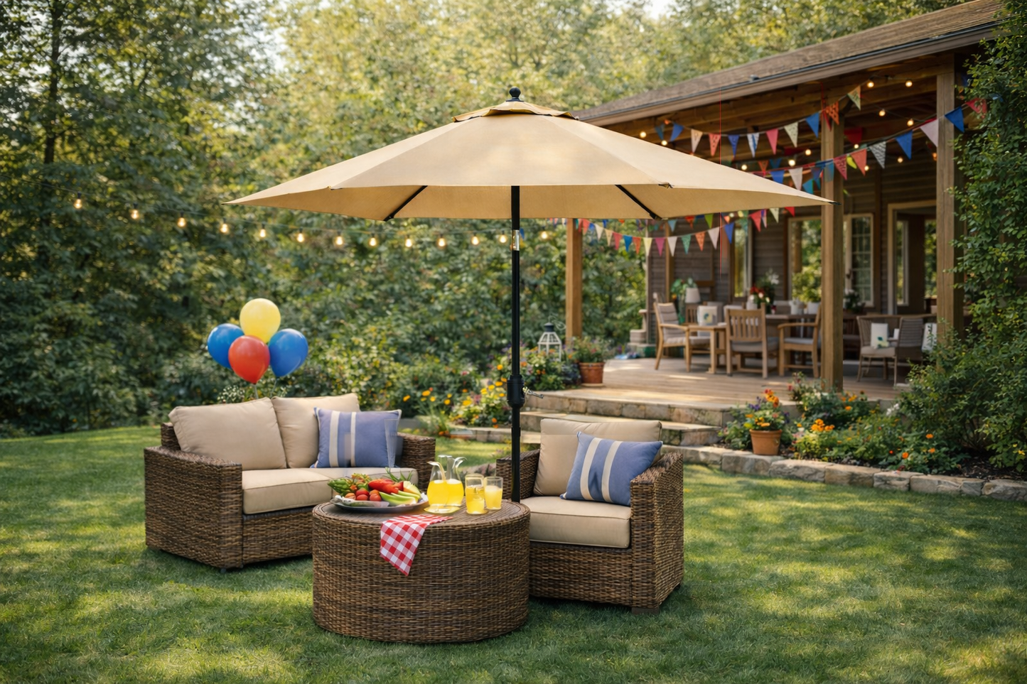 Sunnyglade 7.5ft Compact Patio Umbrella - Perfect for Small Spaces with Crank & Tilt