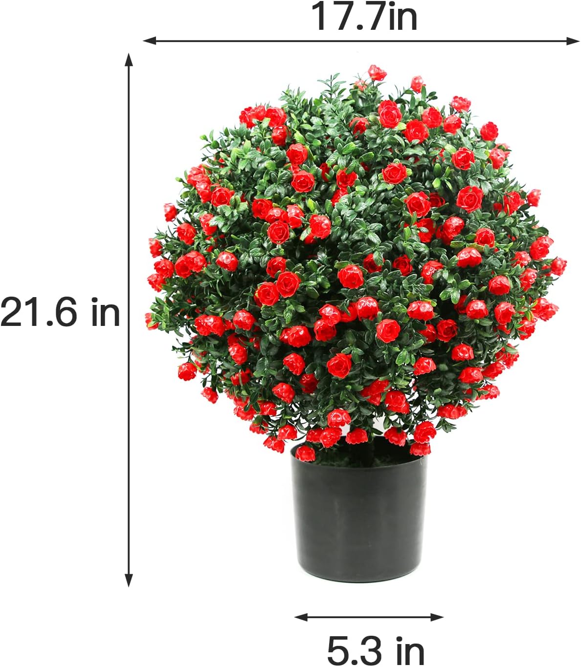 Sunnyglade 21.6” Tall Artificial Rose Topiary Balls (Set of 2)