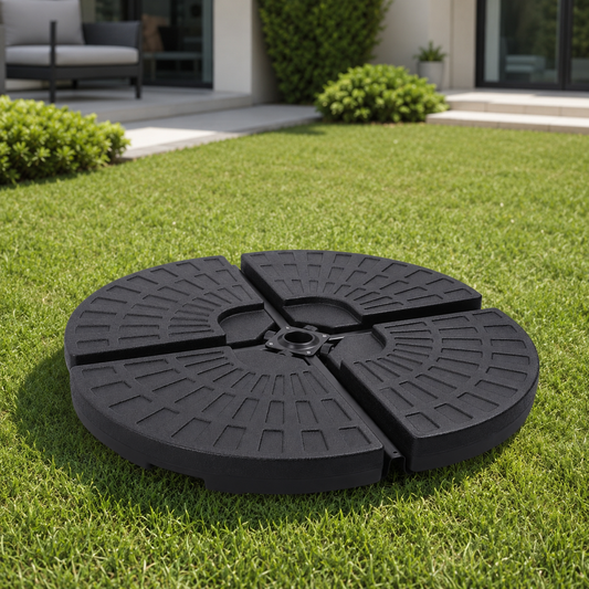 Sunnyglade 4-Piece Fan-Shaped Water or Sand Filled Cantilever Offset Umbrella Base for Cross Base, Black