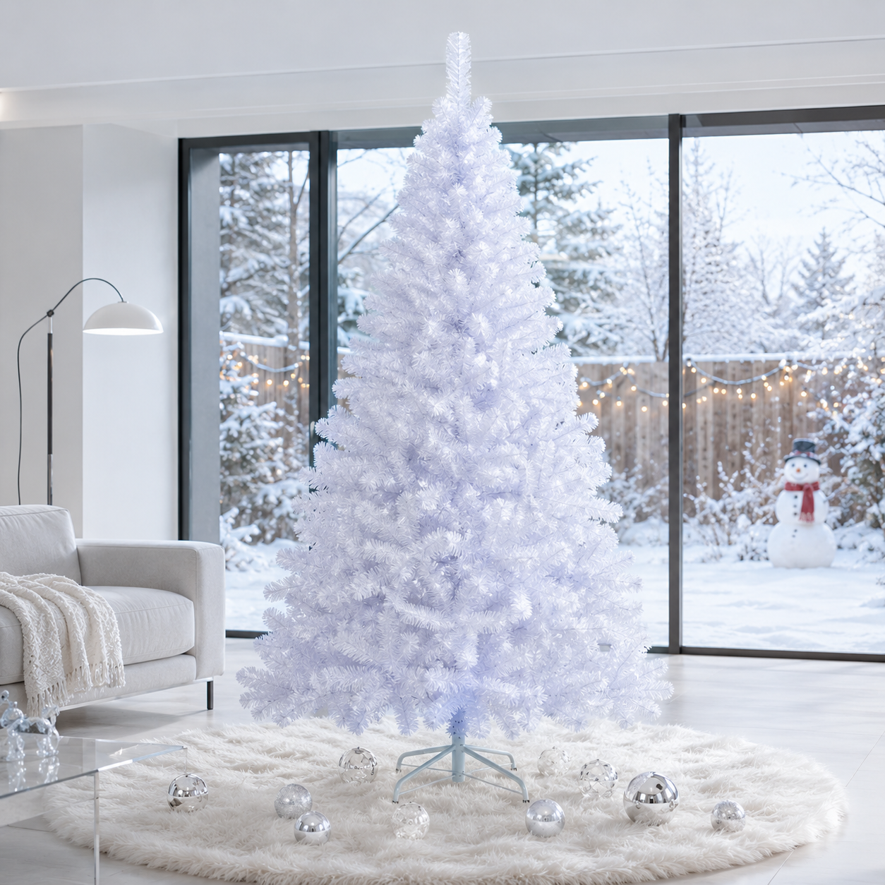 Sunnyglade White Artificial Christmas Tree with Lifelike Full Branches & Easy Assembly