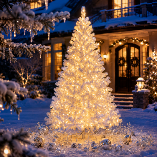 Sunnyglade White Artificial Christmas Tree with Lifelike Full Branches & Easy Assembly