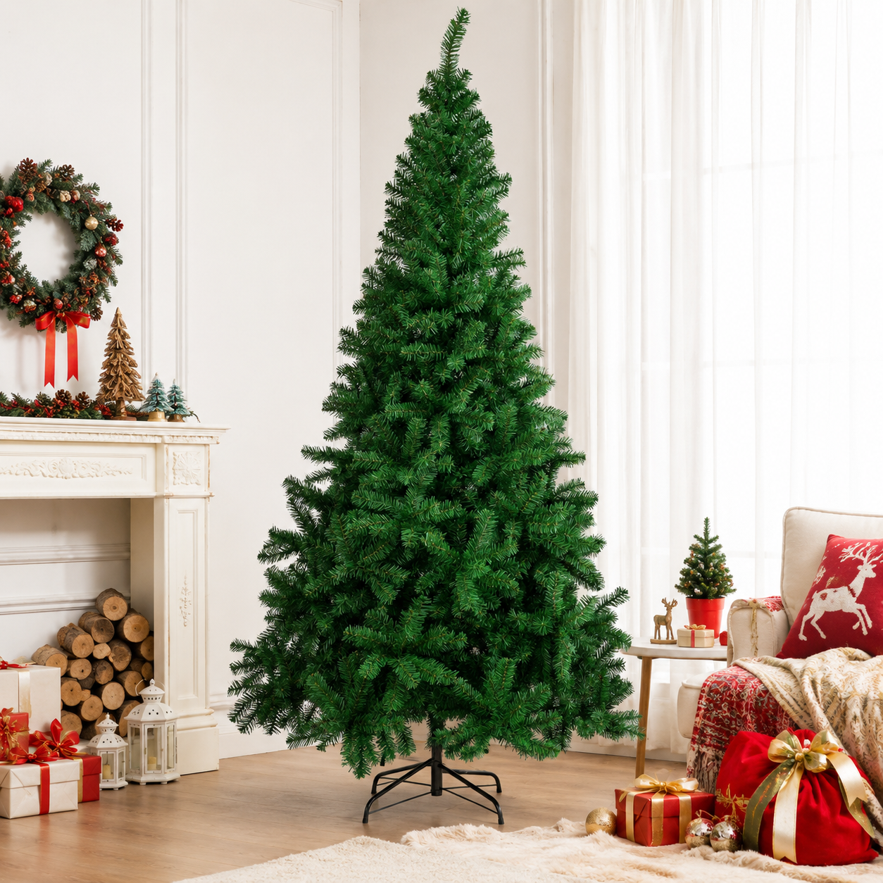 Sunnyglade Artificial Christmas Tree with Lush Realistic Branches & Easy Assembly