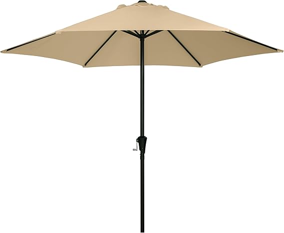 Sunnyglade 9FT Heavy Duty Lite Umbrella with Crank System and 6 Ribs for Patio