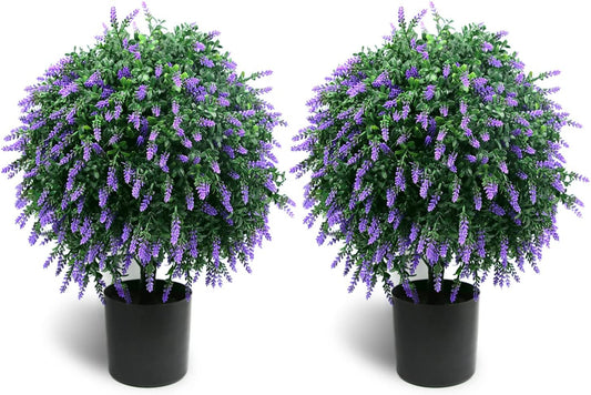 Sunnyglade 21.6” Tall Artificial Lavender Topiary Balls (Set of 2)