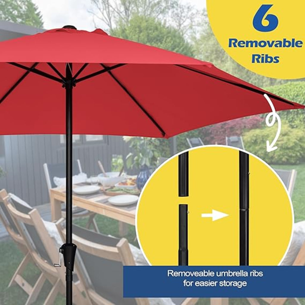 Sunnyglade 9FT Heavy Duty Lite Umbrella with Crank System and 6 Ribs for Patio