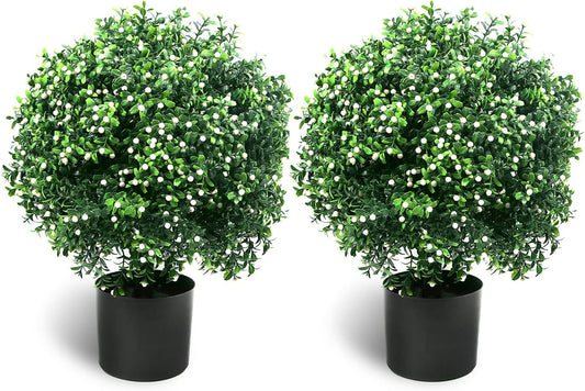 Sunnyglade 21.6” Tall Artificial Jasmine Topiary Balls (Set of 2)