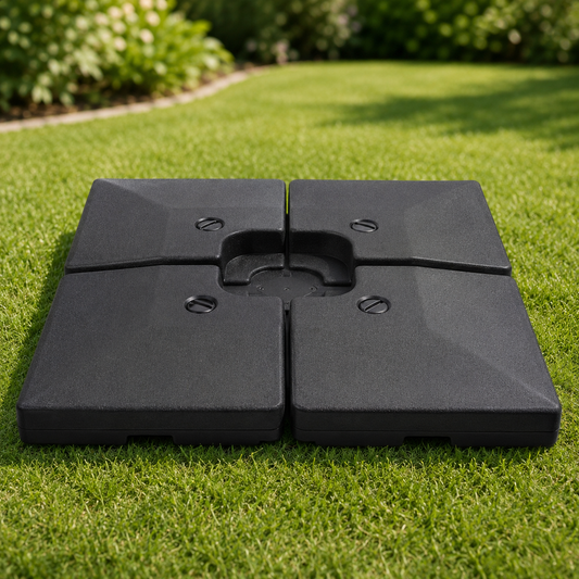 Sunnyglade 4-Piece 200LB Fillable Cantilever Patio Umbrella Base with Heavy-Duty HDPE Water or Sand Filled Plates, Black
